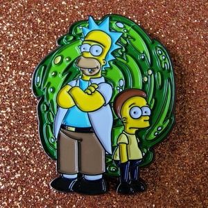 The Simpsons Bart & Homer as Rick and Morty TV Crossover Mashup Enamel Pin